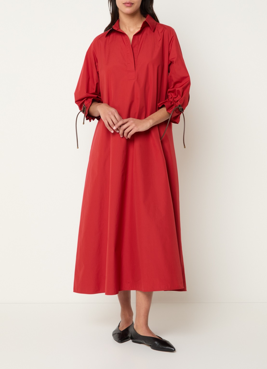 Max Mara Mirto midi tuniekjurk met strikceintuur - detail 2 rood