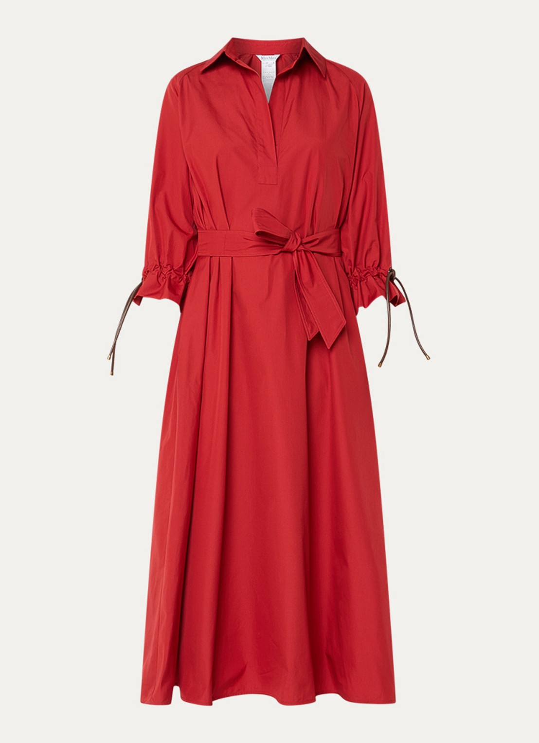 Max Mara Mirto midi tuniekjurk met strikceintuur - voorkant 3 rood