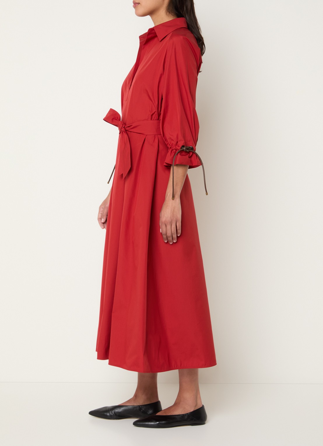 Max Mara Mirto midi tuniekjurk met strikceintuur - voorkant 4 rood