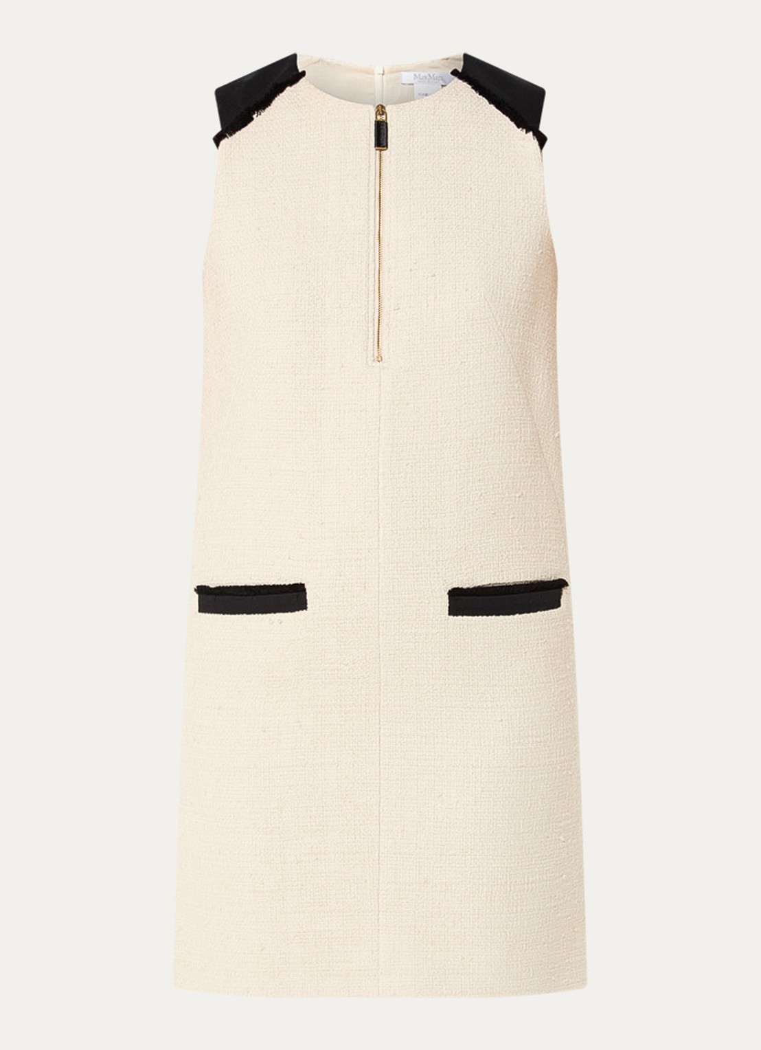 Max Mara Mito mini jurk in linnenblend met tweed-look  - voorkant 3 beige