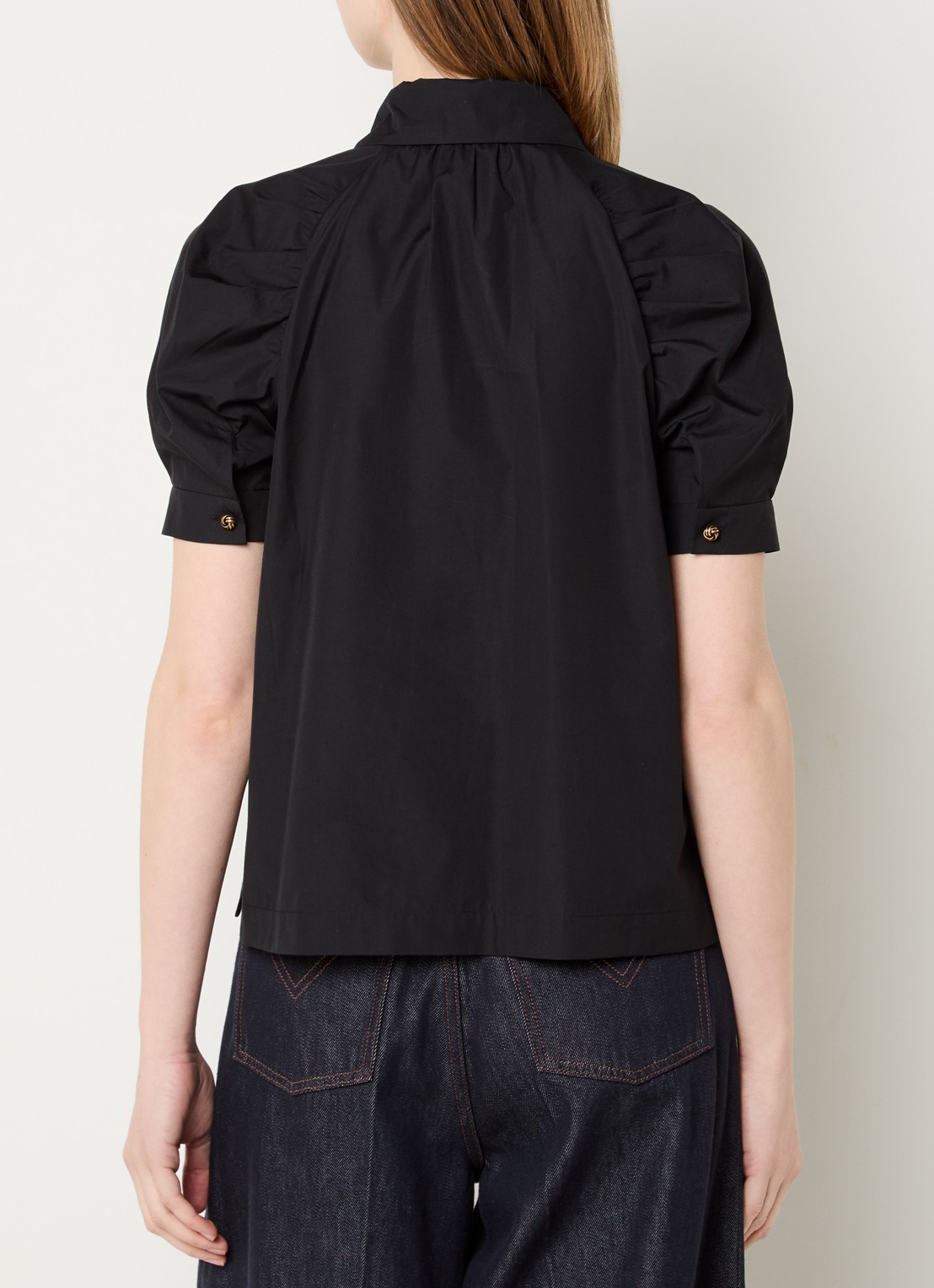 Max Mara Mstamore blouse met kraag - achterkant zwart