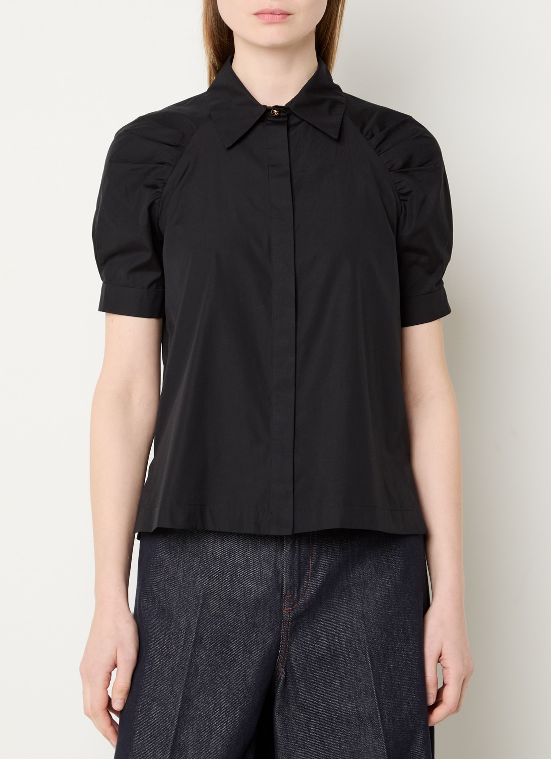 Max Mara Mstamore blouse met kraag - detail 2 zwart