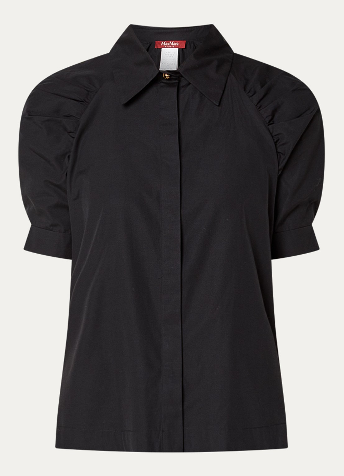 Max Mara Mstamore blouse met kraag - voorkant 3 zwart