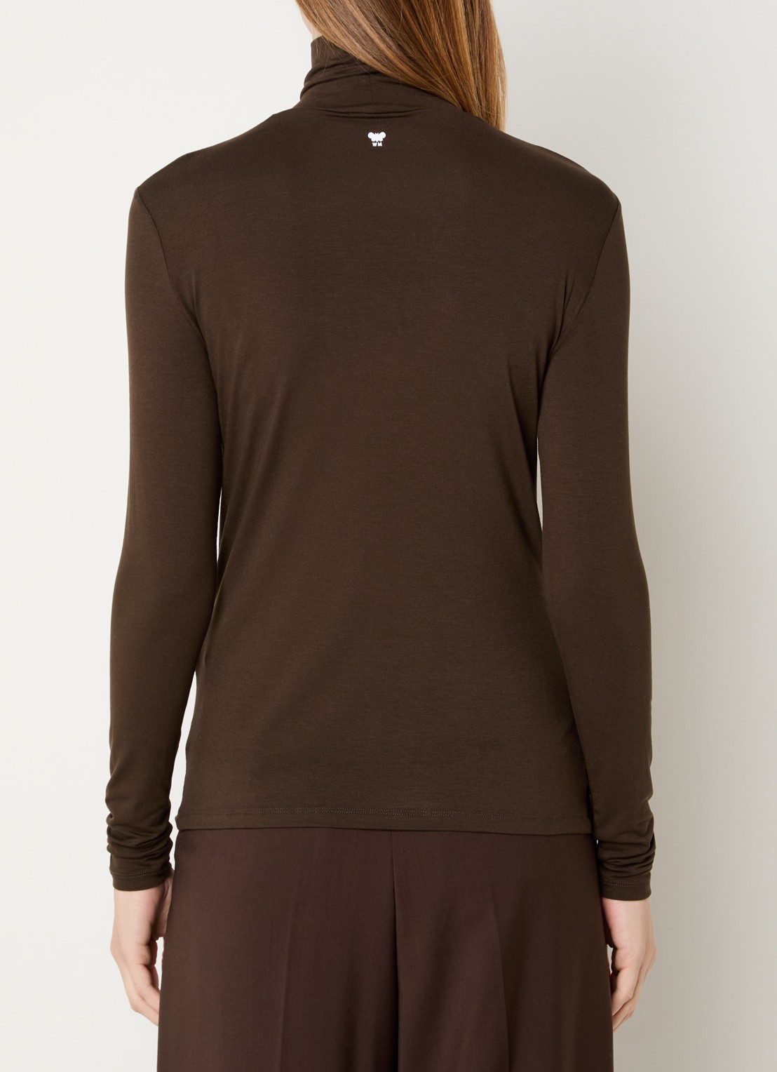 Max Mara Multif top van jersey met col - achterkant 4 donkerbruin