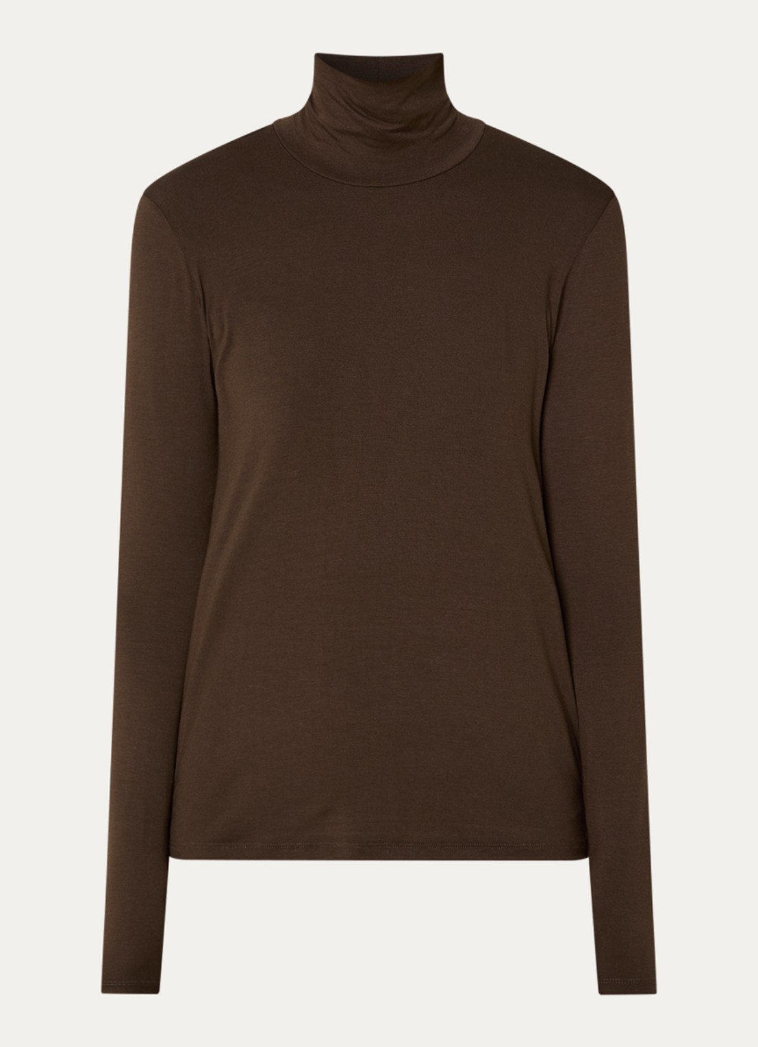 Max Mara Multif top van jersey met col - voorkant 2 donkerbruin