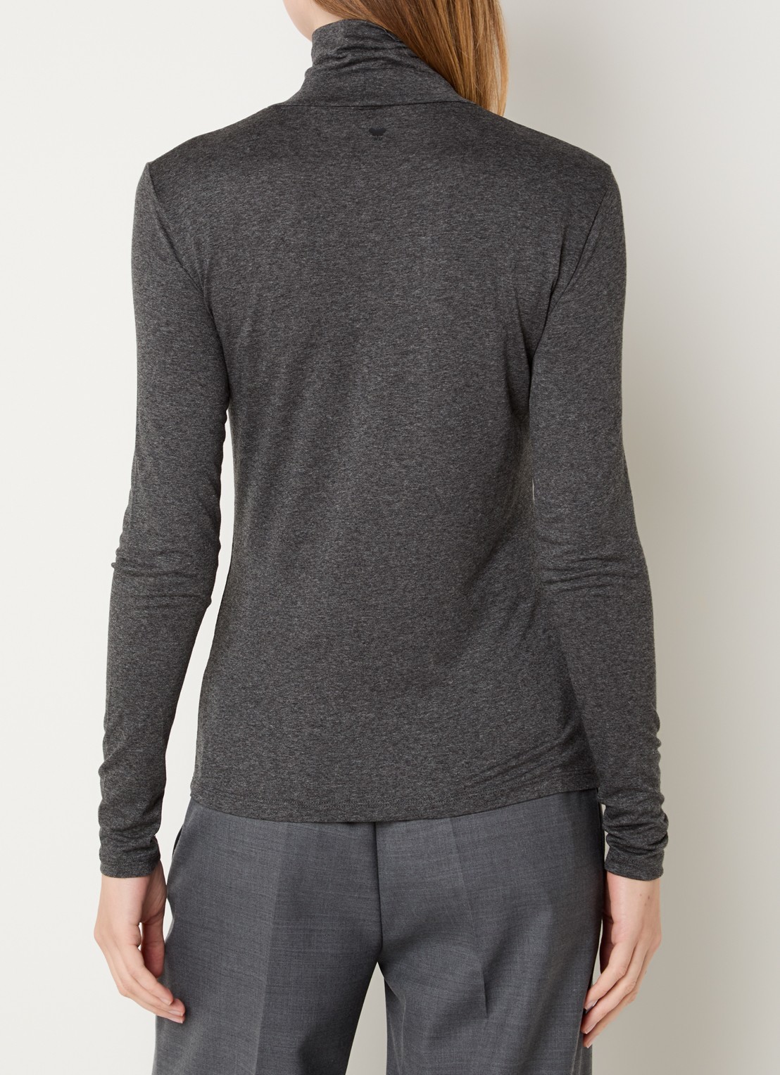 Max Mara Multif top van jersey met col - achterkant 4 donkergrijs