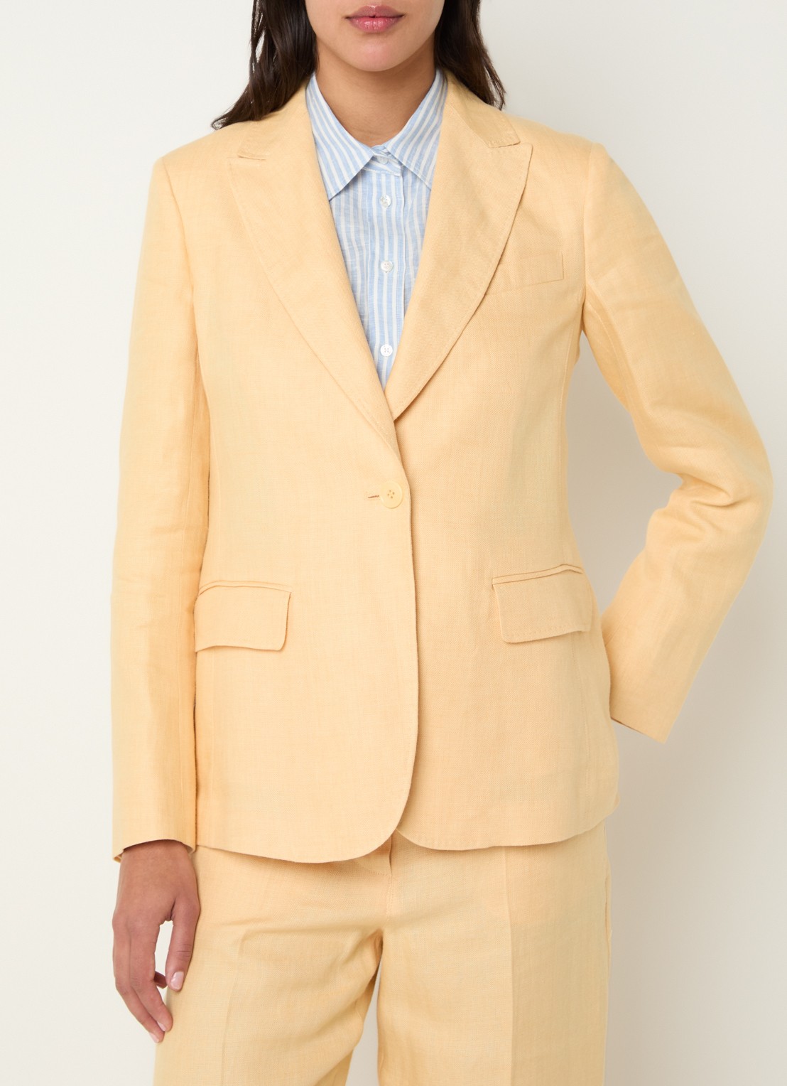 Max Mara Nalut blazer van linnen met klepzakken - detail 2 geel