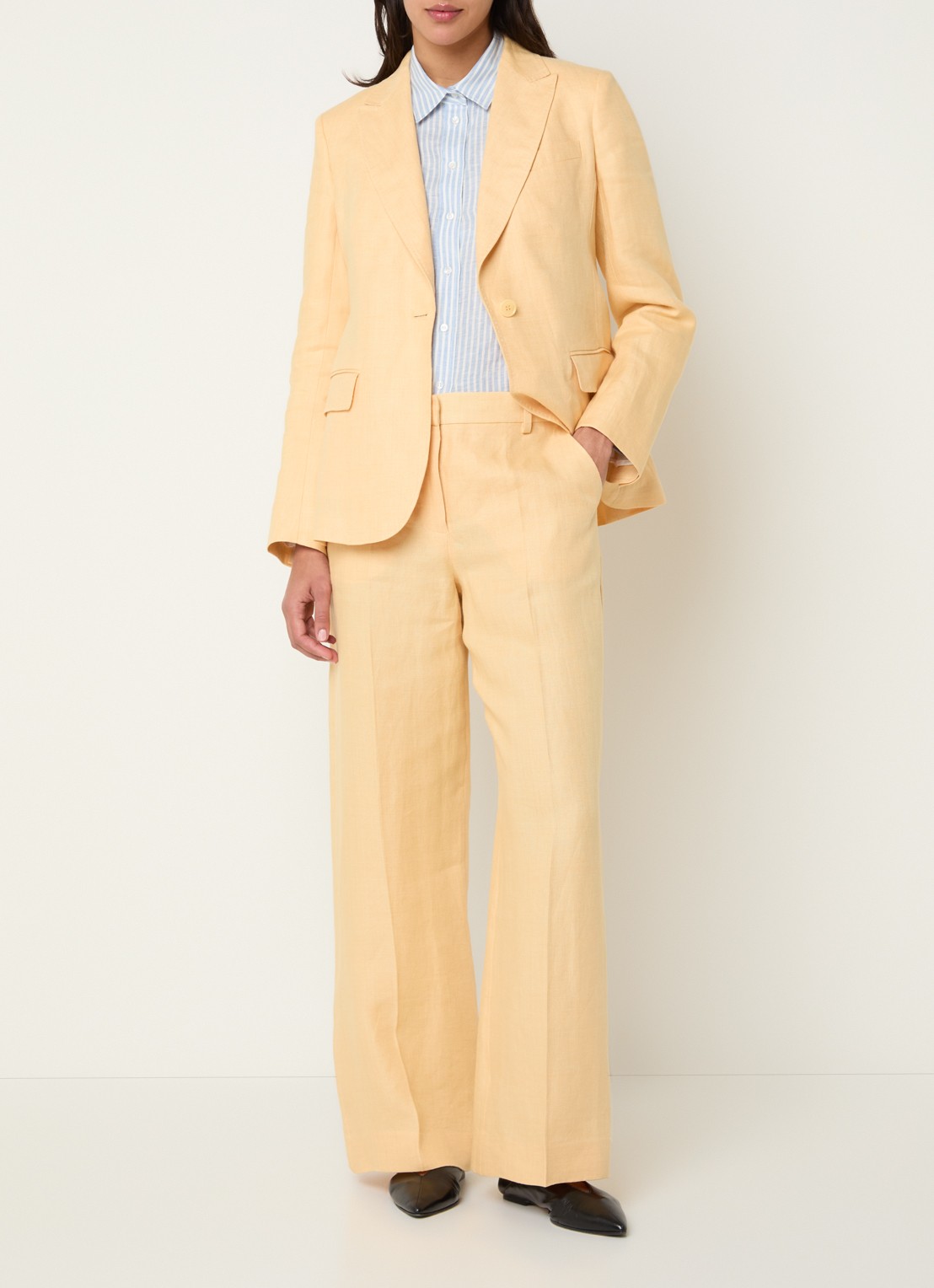 Max Mara Nalut blazer van linnen met klepzakken - voorkant 4 geel