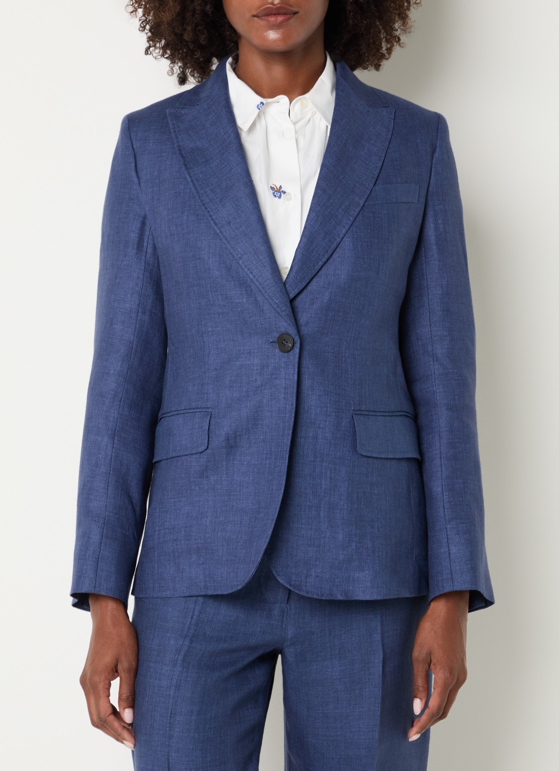 Max Mara Nalut blazer van linnen met klepzakken - detail 4 donkerblauw