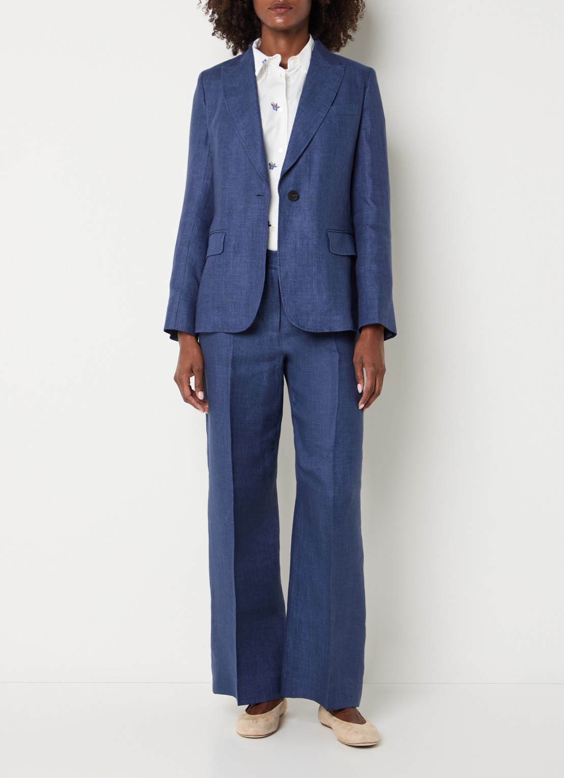 Max Mara Nalut blazer van linnen met klepzakken - voorkant 3 donkerblauw