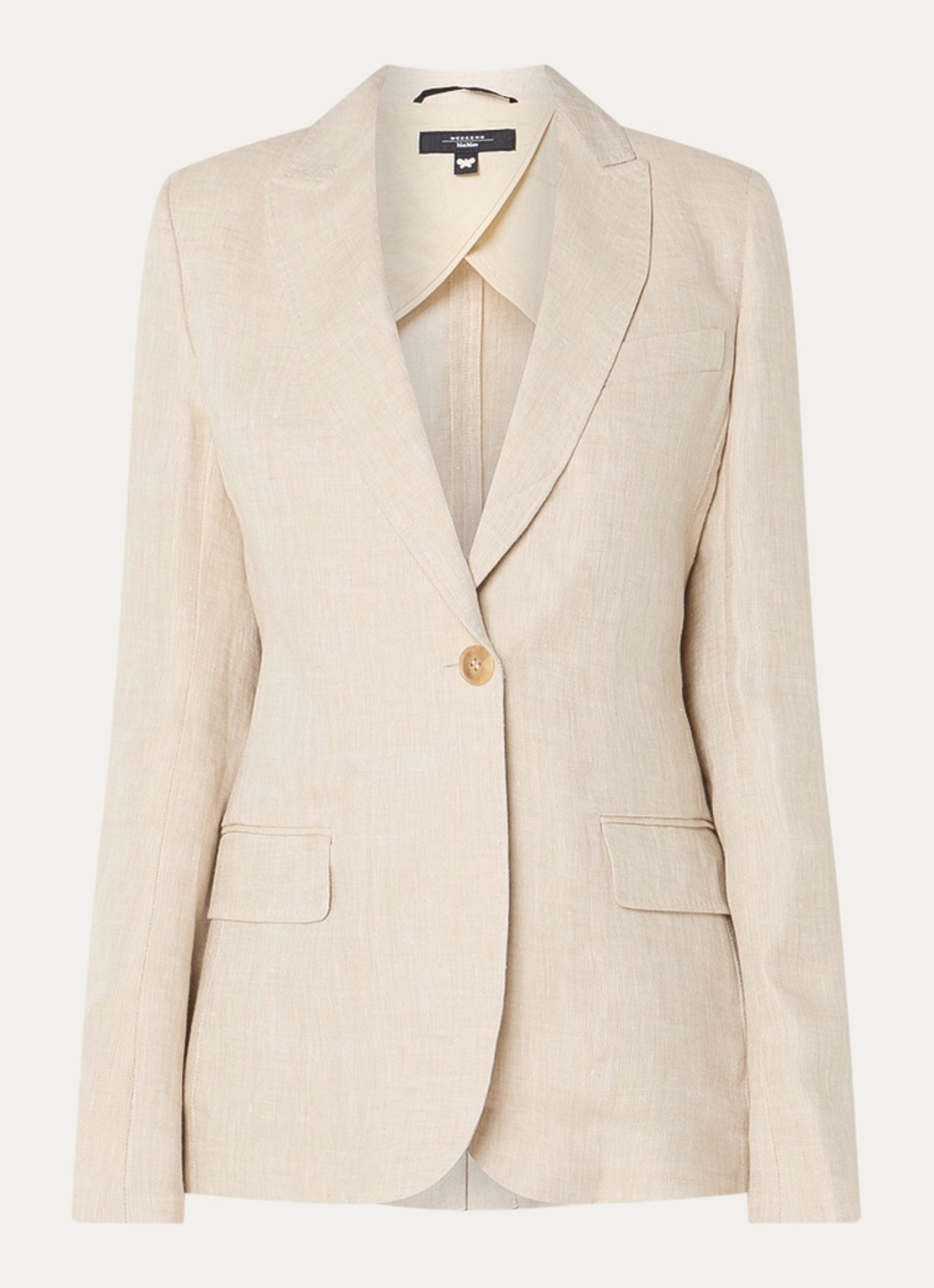 Max Mara Nalut blazer van linnen met klepzakken - voorkant 2 creme