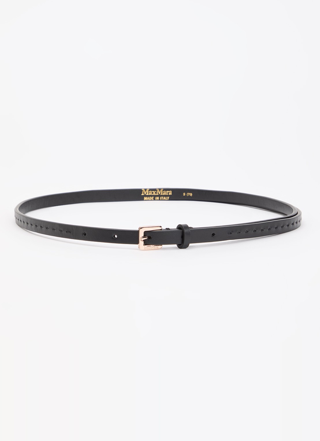 Max Mara Natural riem van kalfsleer - voorkant 2 zwart