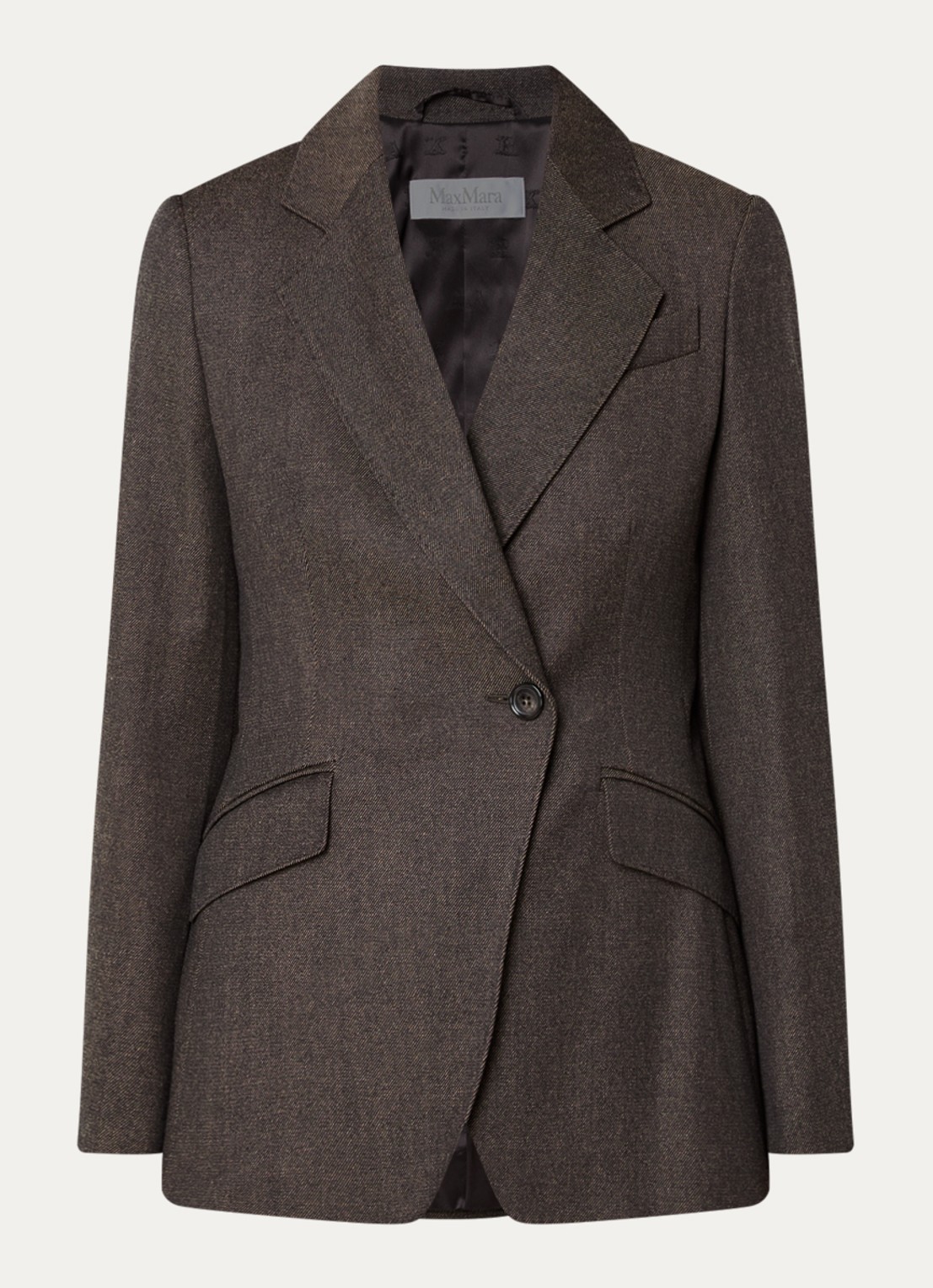 Max Mara Neutro blazer van scheerwol - voorkant donkerbruin
