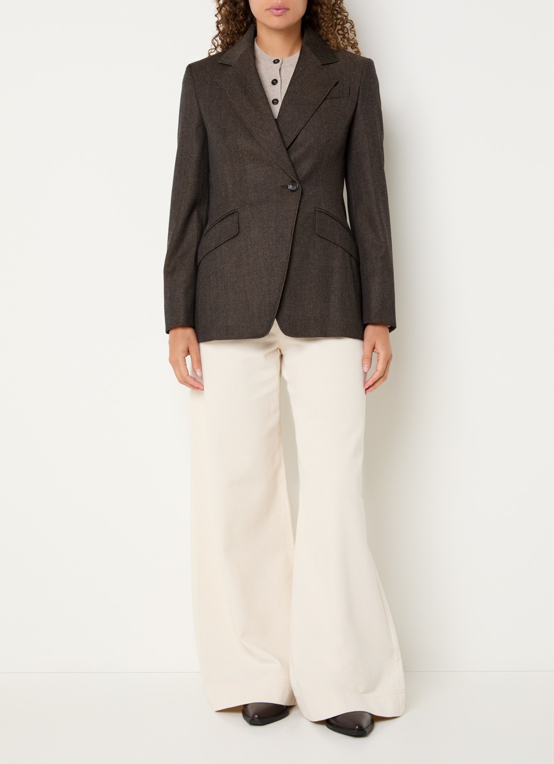 Max Mara Neutro blazer van scheerwol - voorkant 2 donkerbruin