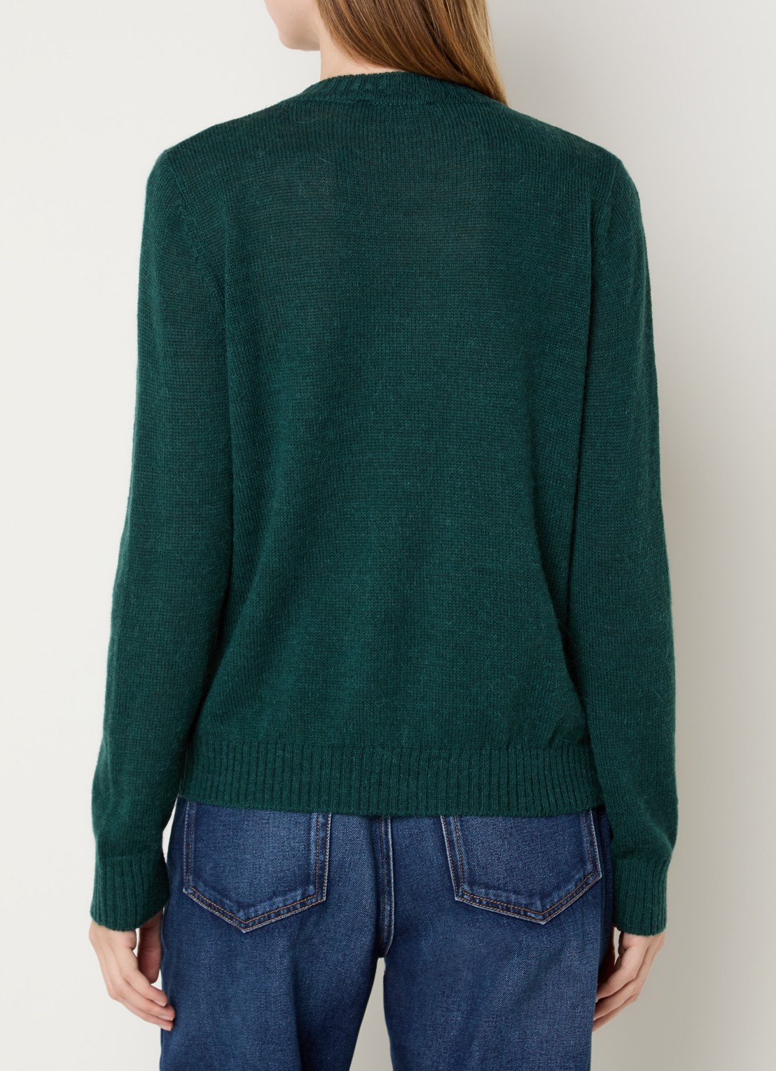Max Mara Nitra fijngebreide trui in alpaca wolblend met ingebreid patroon - achterkant groen