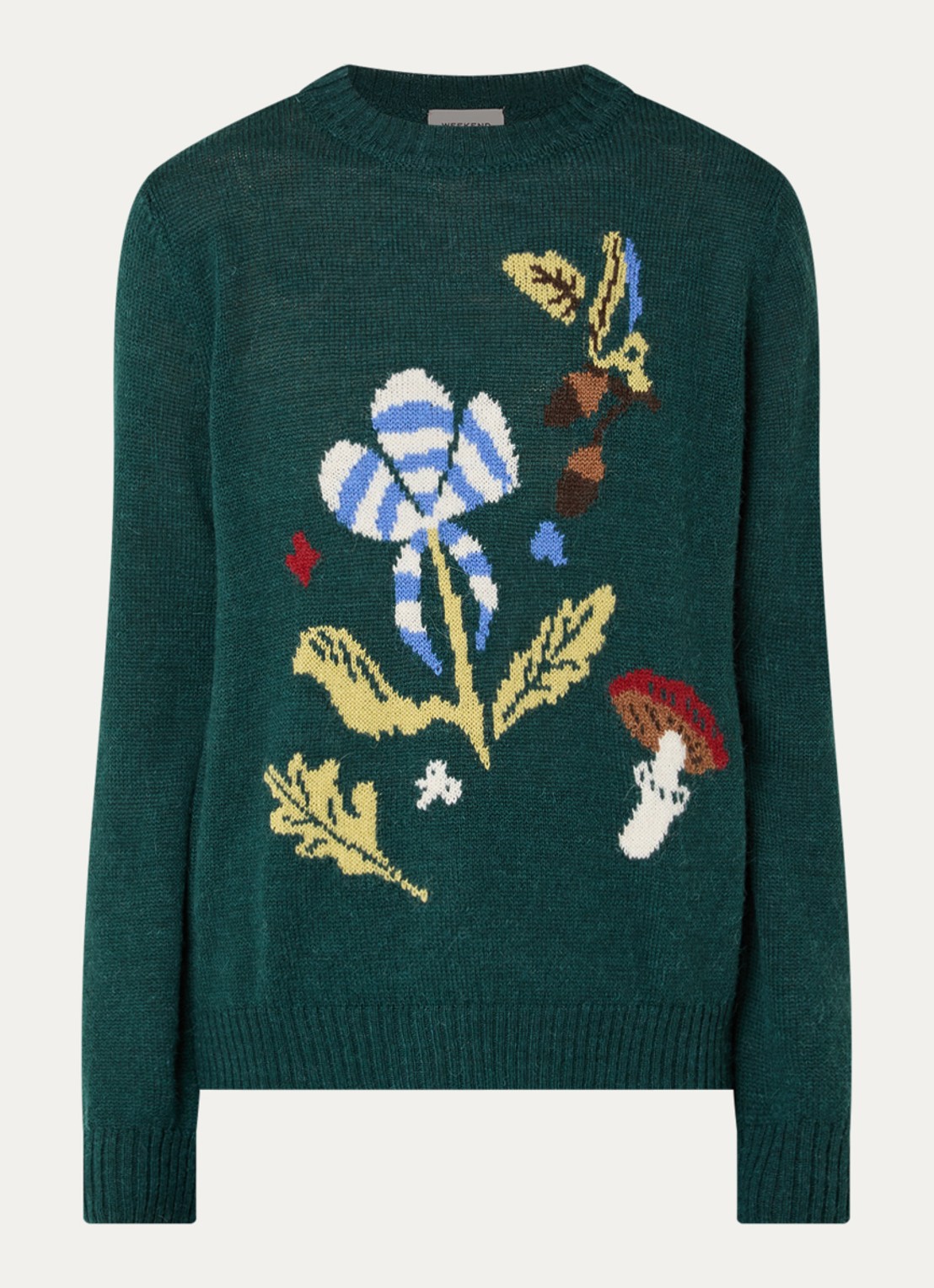 Max Mara Nitra fijngebreide trui in alpaca wolblend met ingebreid patroon - voorkant 3 groen