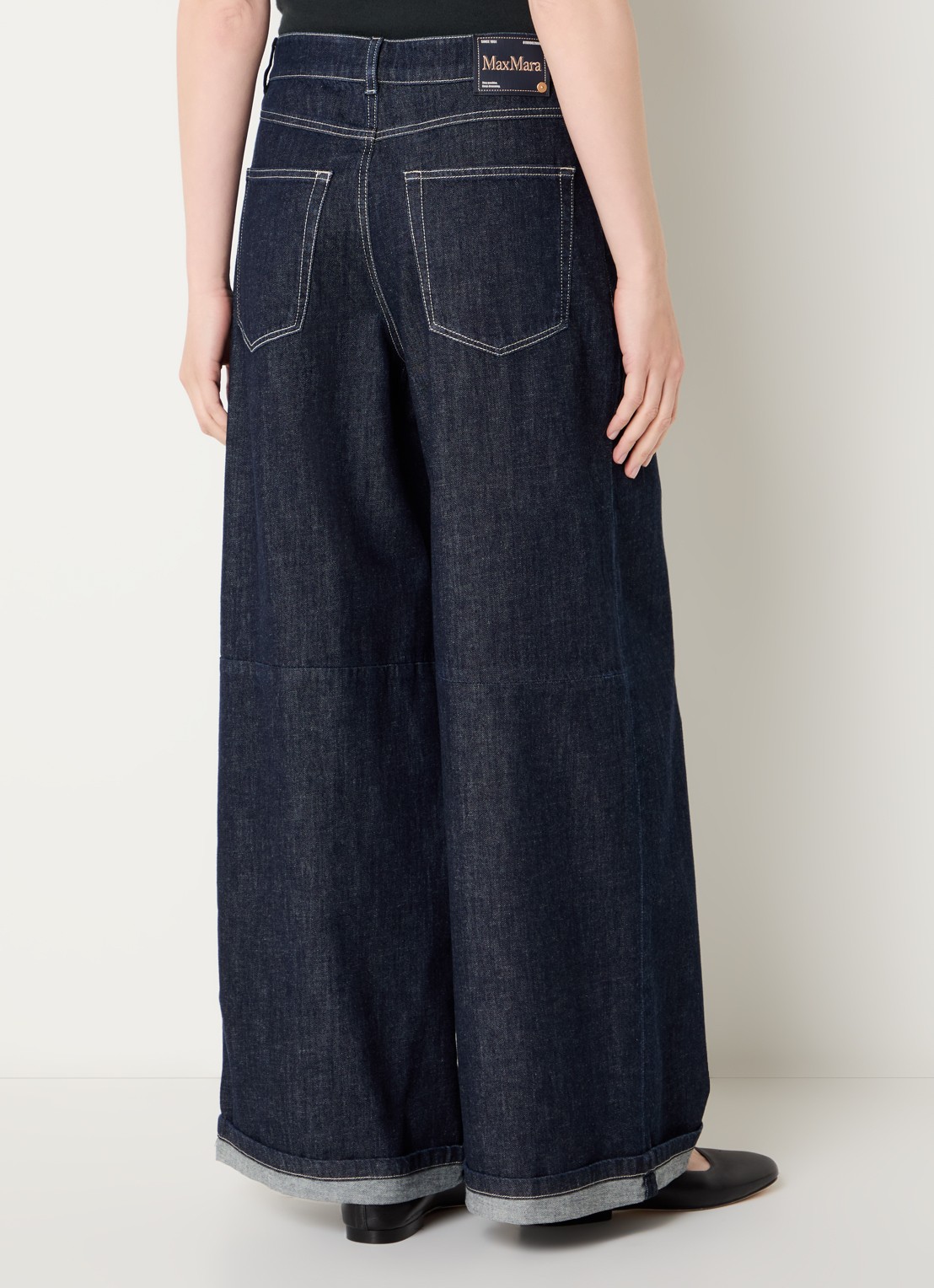 Max Mara Occhio high waist wide leg jeans met donkere wassing - achterkant indigo