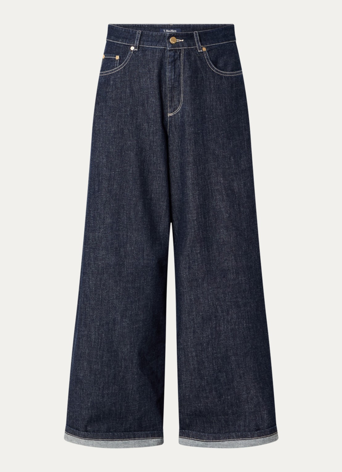 Max Mara Occhio high waist wide leg jeans met donkere wassing - voorkant 4 indigo