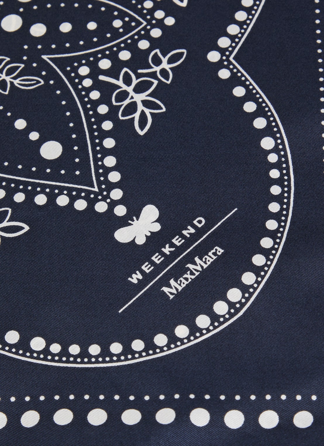 Max Mara Onesto sjaal van zijde met paisley dessin 90 x 90 cm - detail 6 donkerblauw