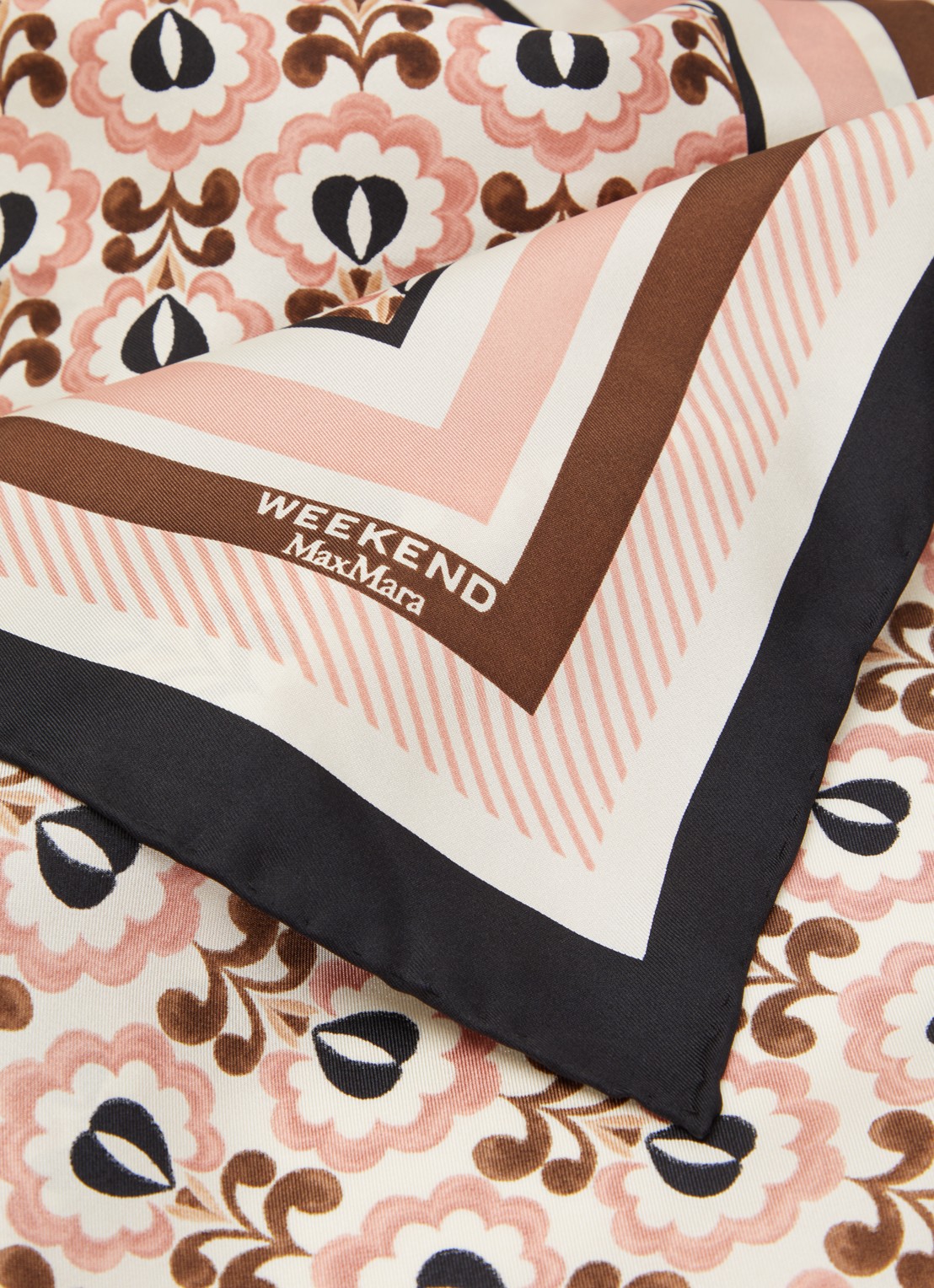 Max Mara Onesto sjaal van zijde met print 90 x 90 cm - detail 3 ivoor