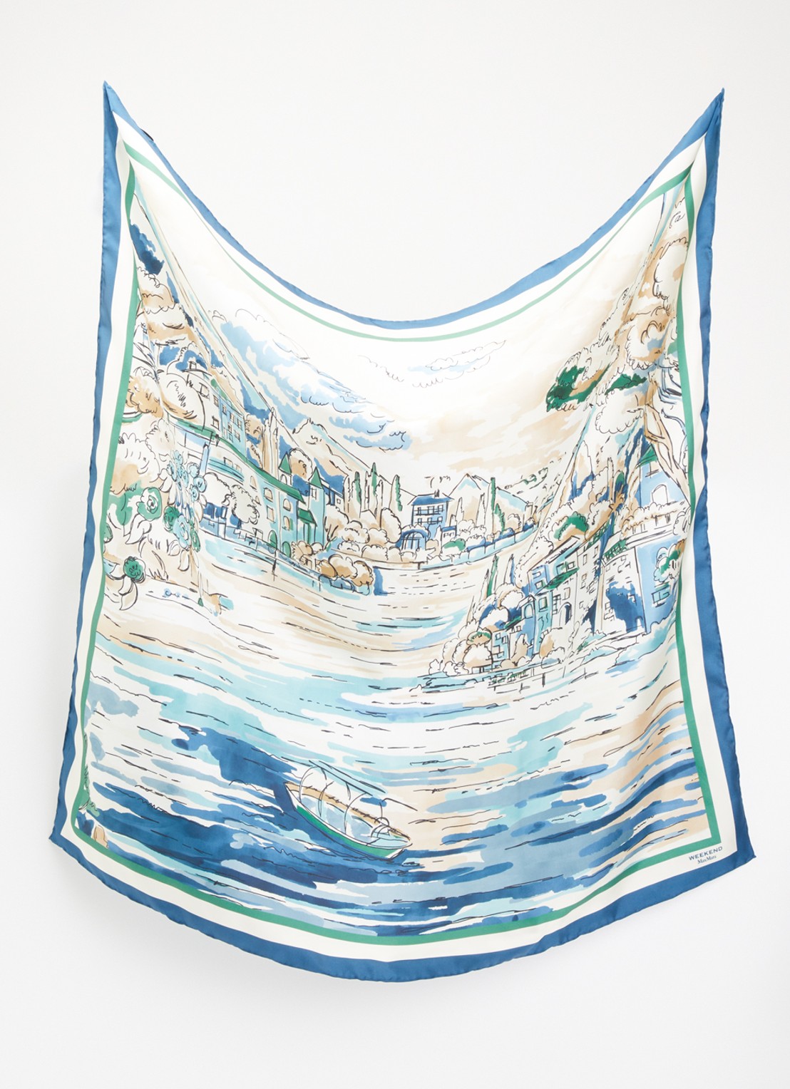 Max Mara Onesto sjaal van zijde met print 90 x 90 cm - detail blauw