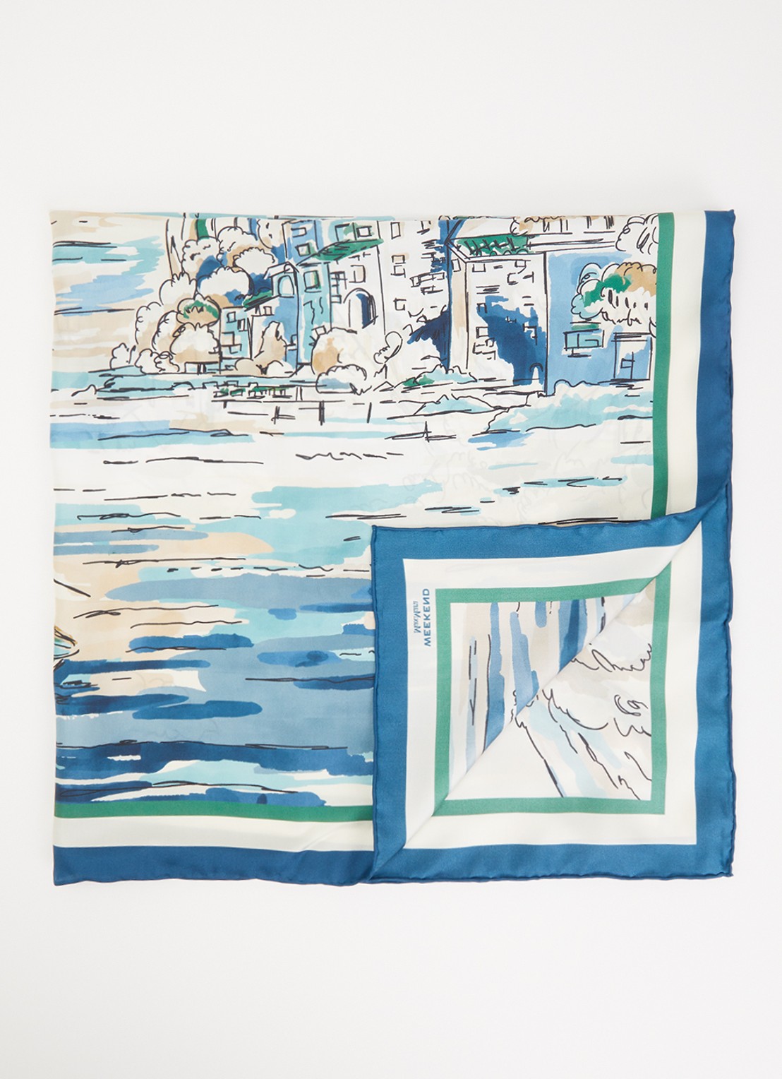 Max Mara Onesto sjaal van zijde met print 90 x 90 cm - voorkant 3 blauw