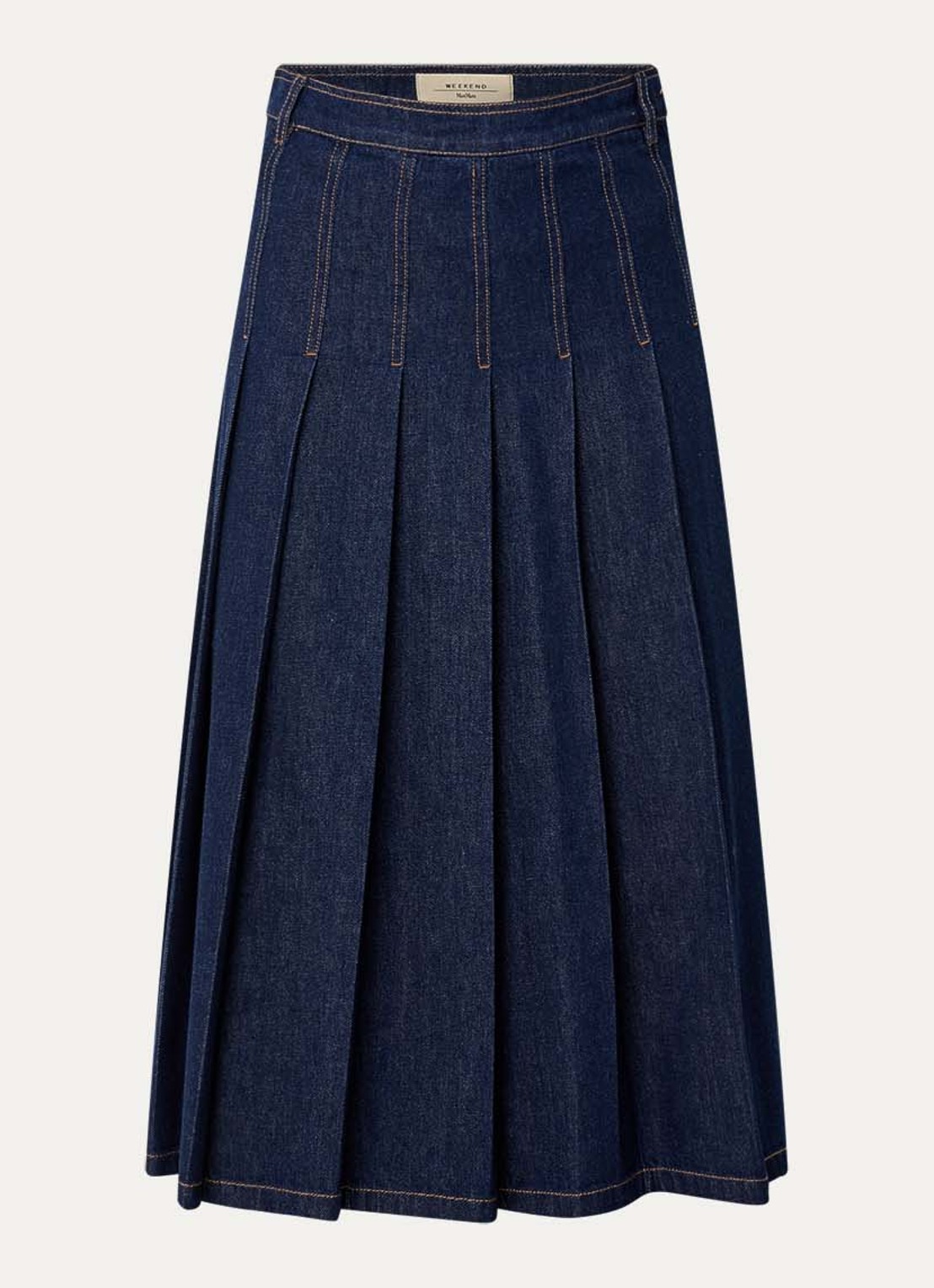 Max Mara Ovale maxi A-lijn spijkerrok  - voorkant donkerblauw