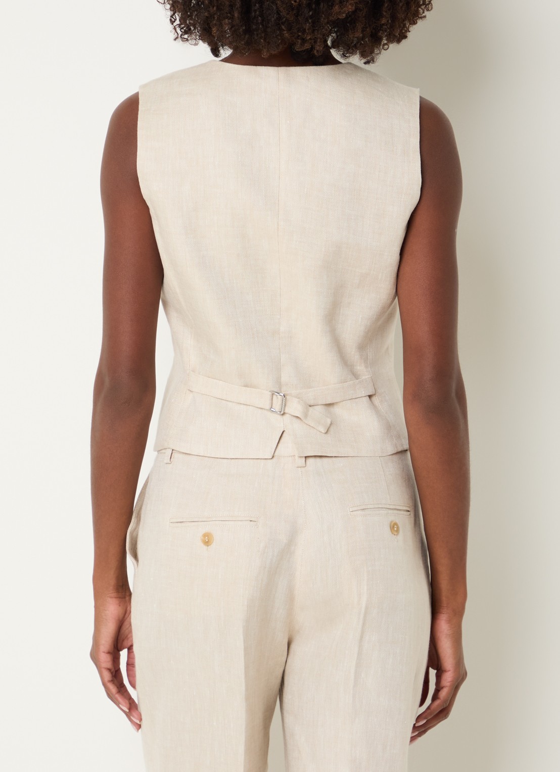 Max Mara Pace gilet van linnen - achterkant beige
