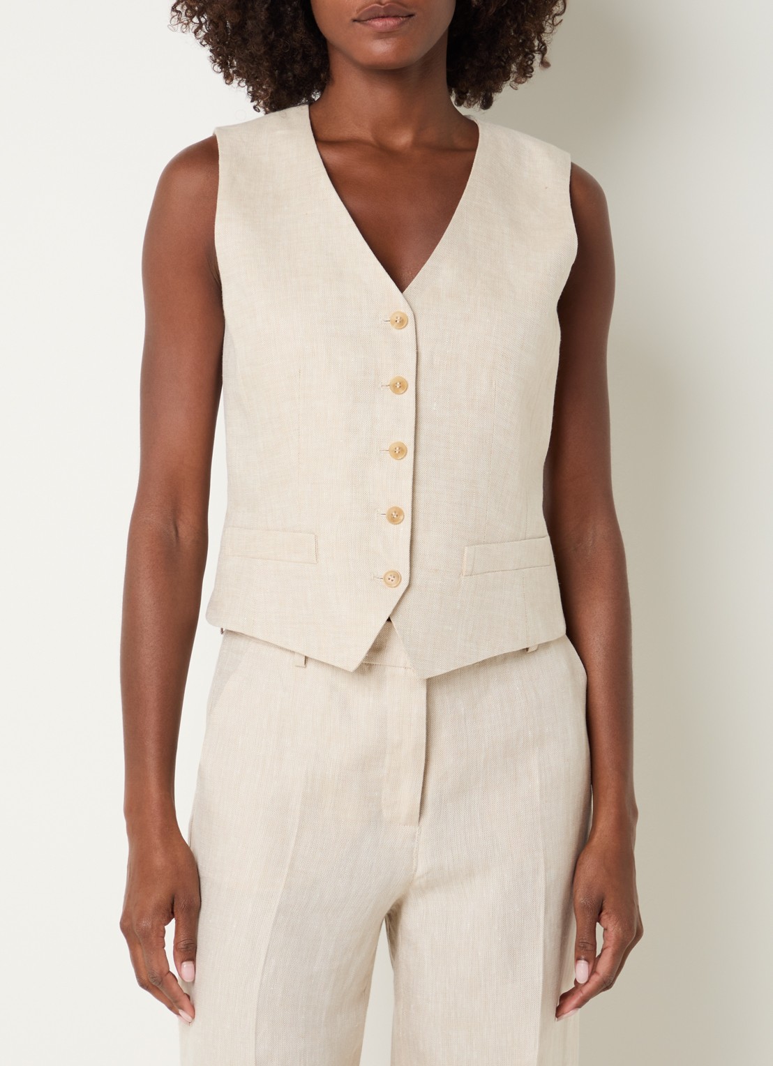 Max Mara Pace gilet van linnen - detail 2 beige