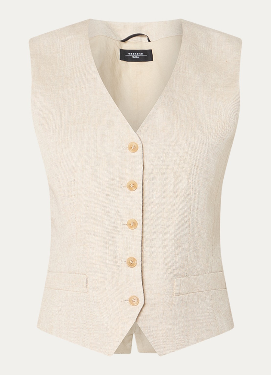 Max Mara Pace gilet van linnen - voorkant 3 beige