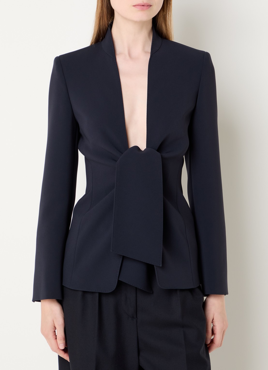 Max Mara Palo blazer met gestrikt detail - detail 3 donkerblauw