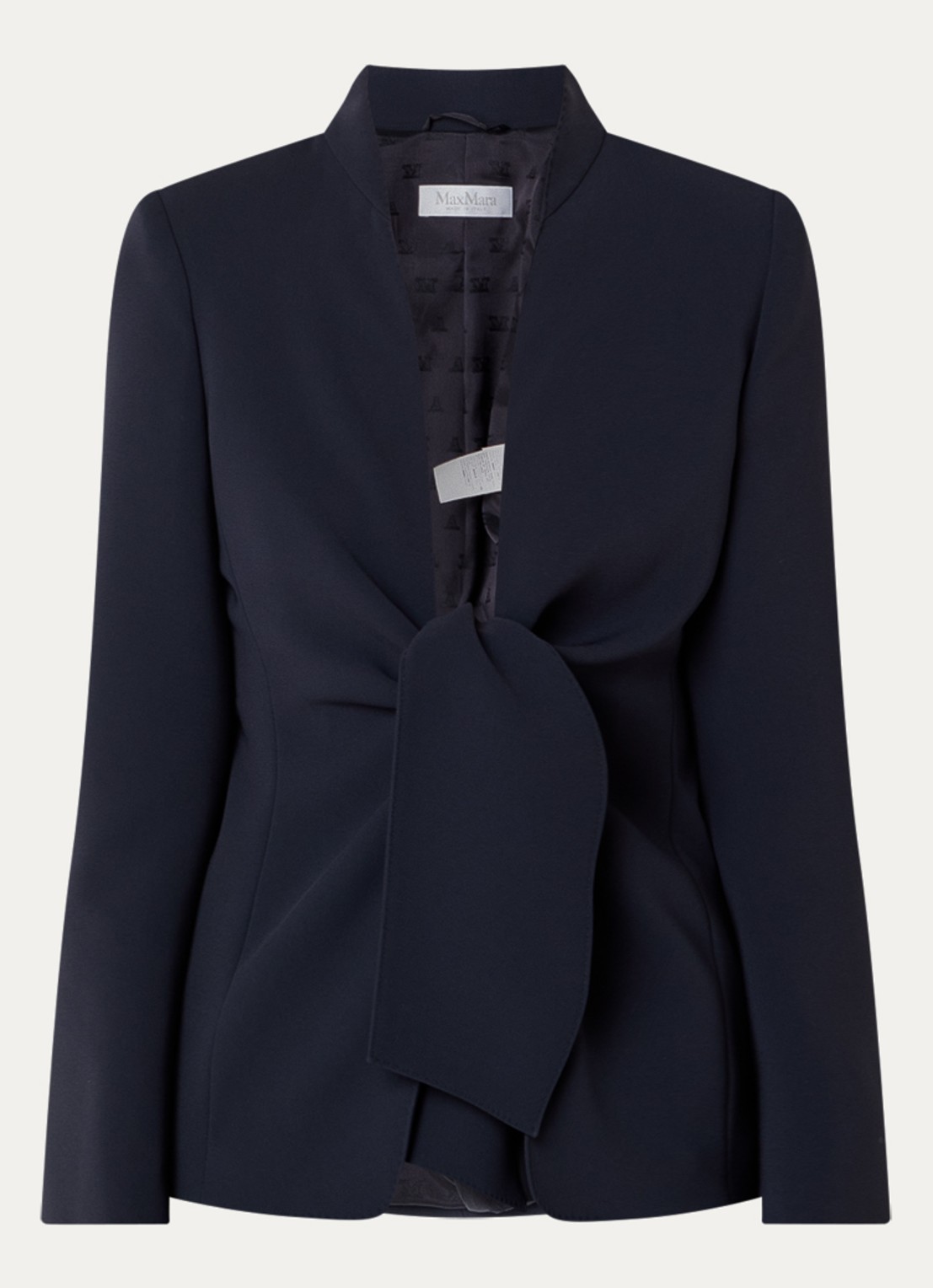 Max Mara Palo blazer met gestrikt detail - voorkant donkerblauw