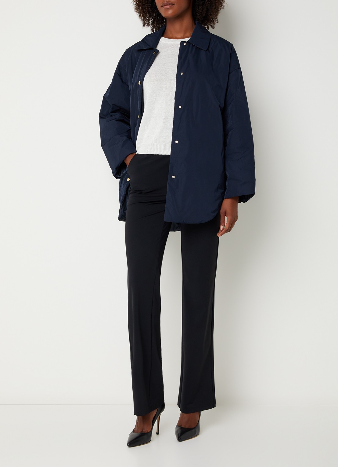 Max Mara Parka met steekzakken - voorkant 2 donkerblauw