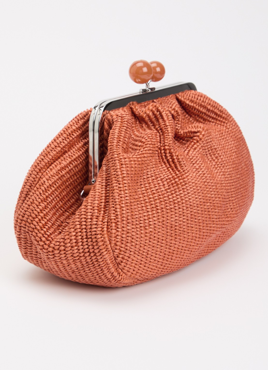Max Mara Pasticcino clutch met gevlochten detail en afneembare schouderriem - achterkant donkeroranje