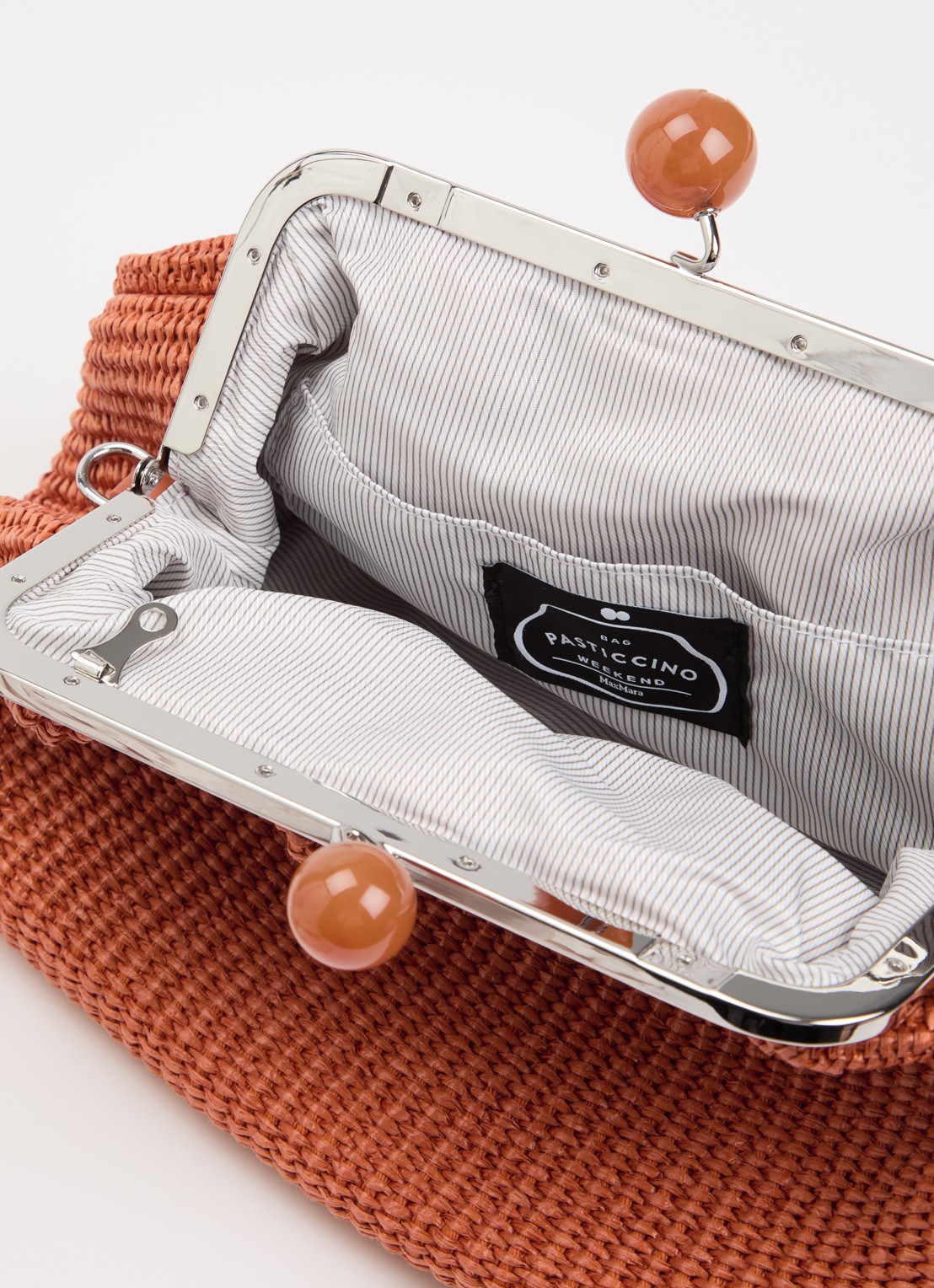 Max Mara Pasticcino clutch met gevlochten detail en afneembare schouderriem - detail 2 donkeroranje