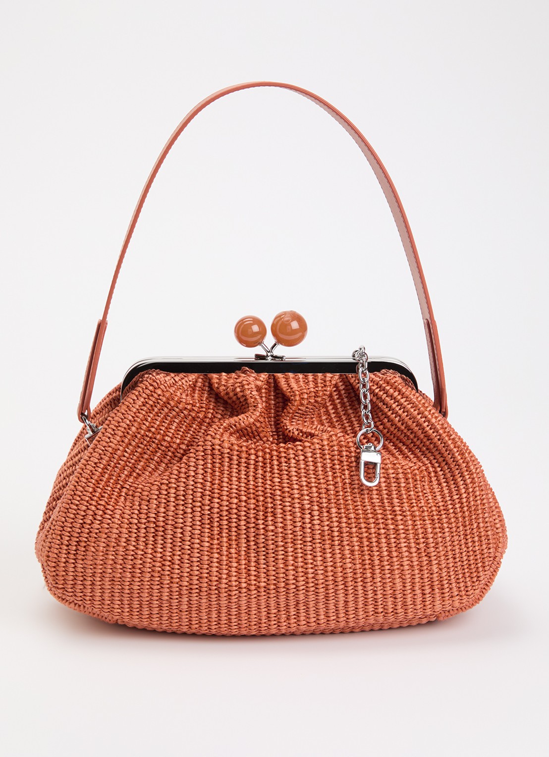 Max Mara Pasticcino clutch met gevlochten detail en afneembare schouderriem - voorkant 5 donkeroranje