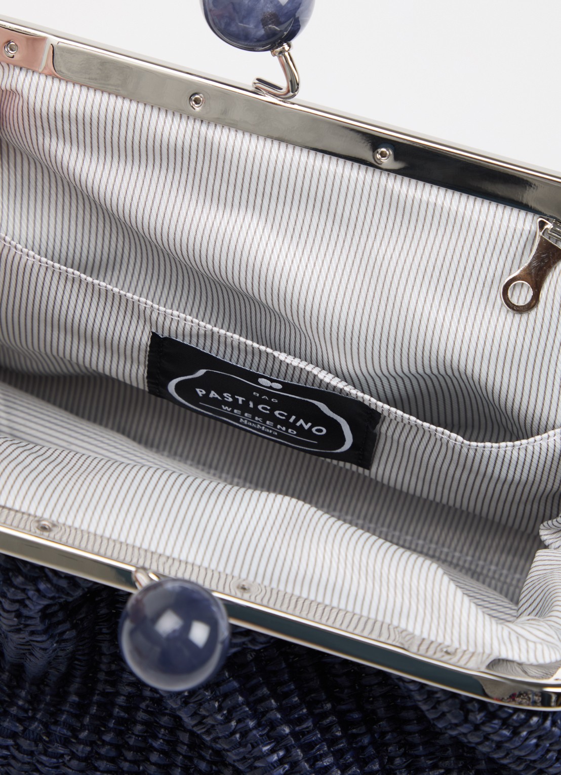Max Mara Pasticcino clutch met gevlochten detail en afneembare schouderriem - detail 3 donkerblauw