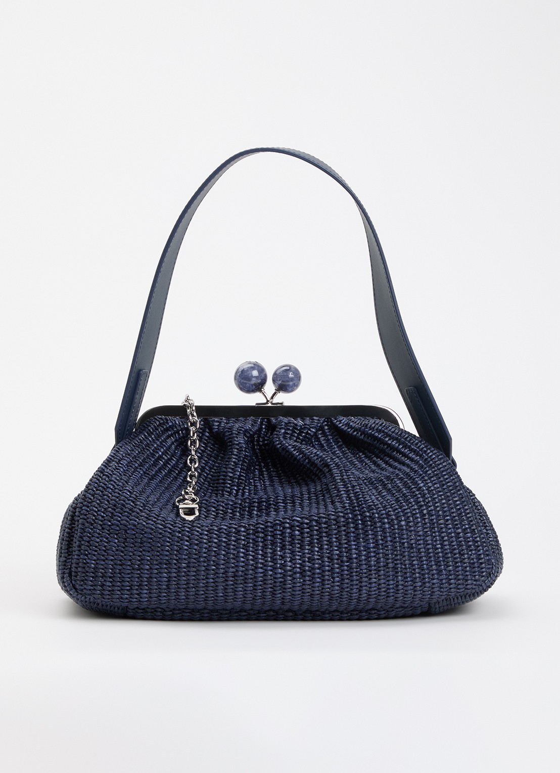 Max Mara Pasticcino clutch met gevlochten detail en afneembare schouderriem - voorkant 2 donkerblauw