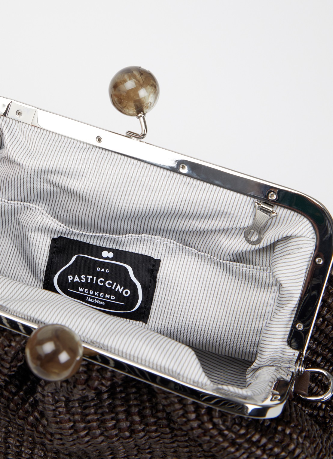 Max Mara Pasticcino clutch met gevlochten detail en afneembare schouderriem - detail 3 donkerbruin