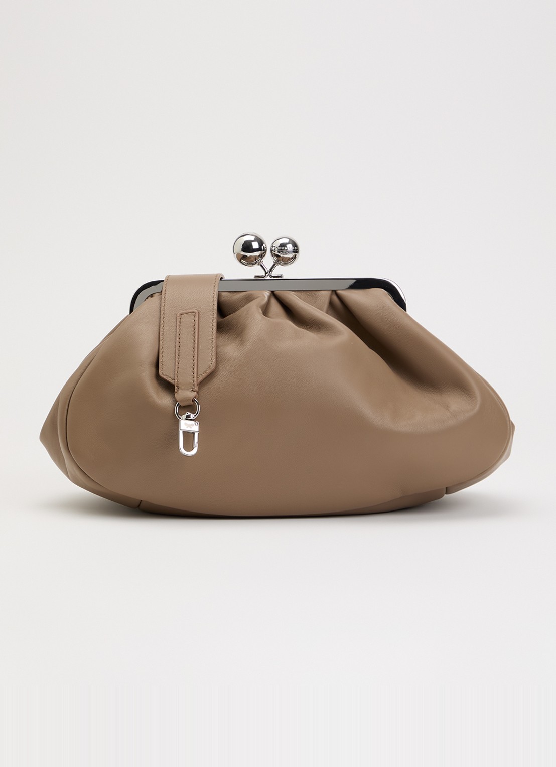 Max Mara Pasticcino clutch van leer met afneembare schouderriem  - voorkant 5 zand