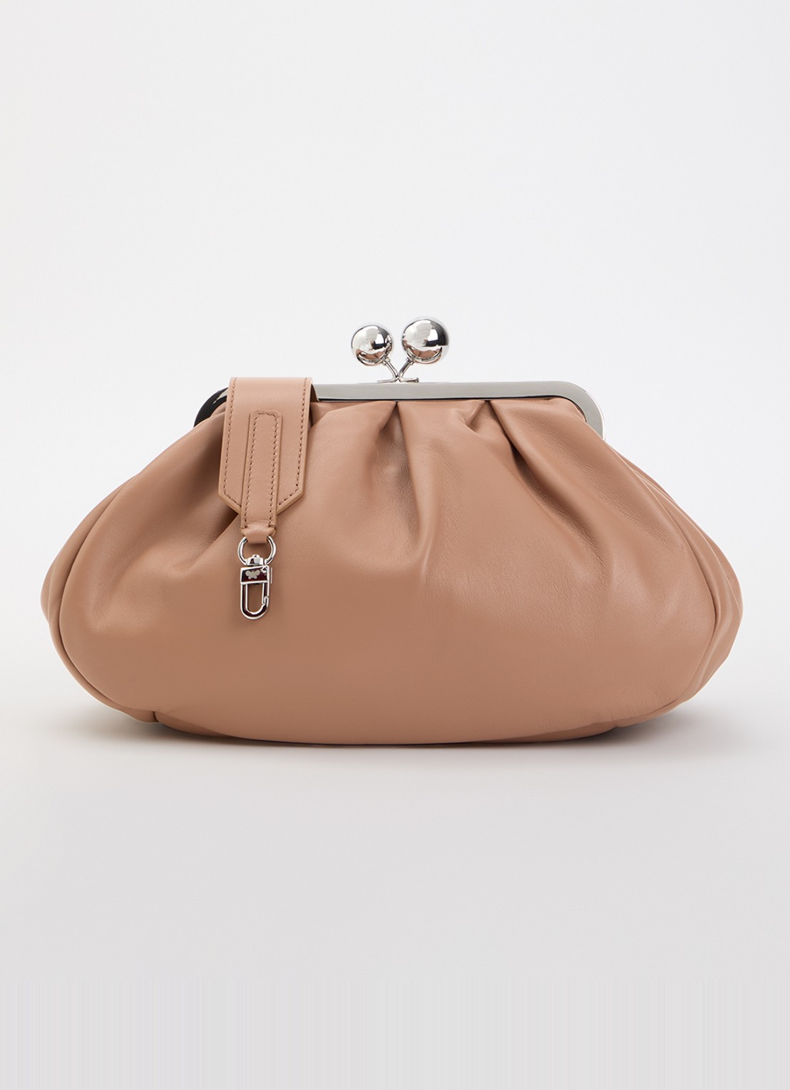 Max Mara Pasticcino clutch van schapenleer met afneembare schouderriem - voorkant 5 nude