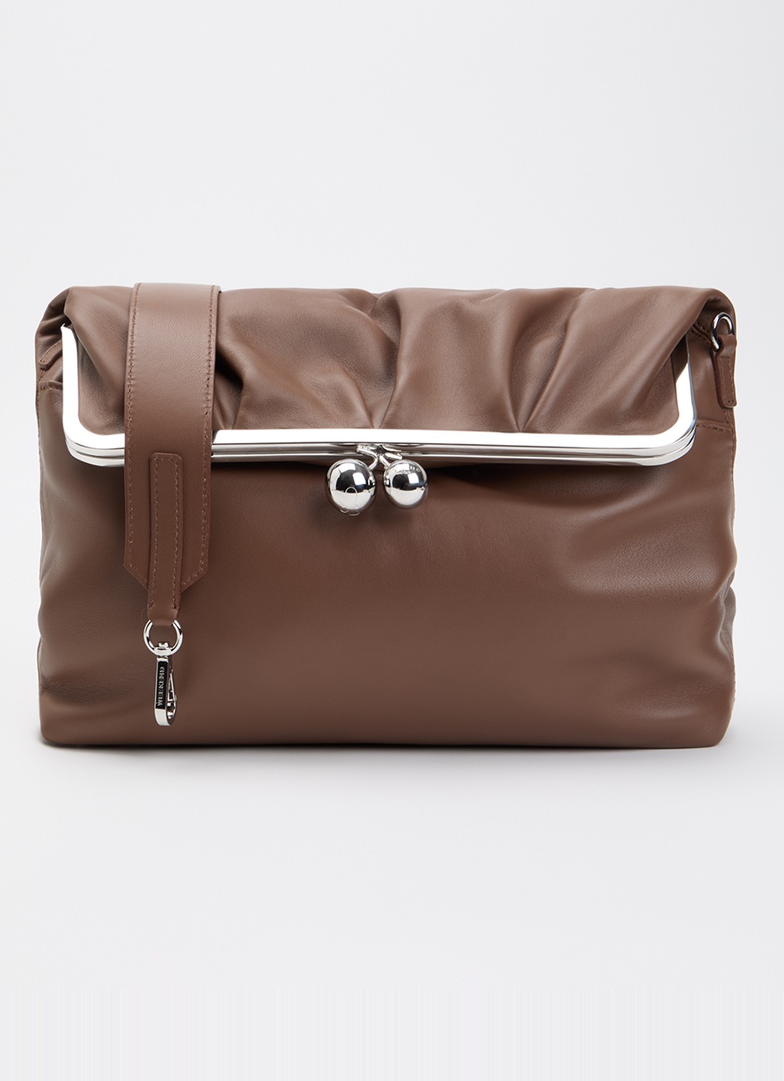 Max Mara Pasticcino schoudertas van schapenleer met afneembare schouderriem - voorkant 5 bruin