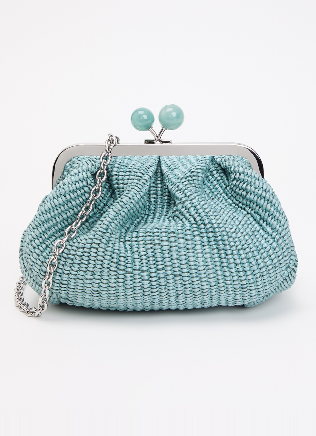 Max Mara Pasticcino Small clutch met gevlochten detail en afneembare schouderriem - voorkant 5 turquoise