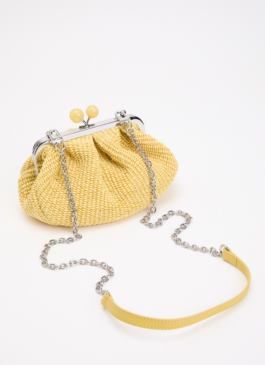 Max Mara Pasticcino Small clutch met gevlochten detail en afneembare schouderriem - achterkant 2 lichtgeel
