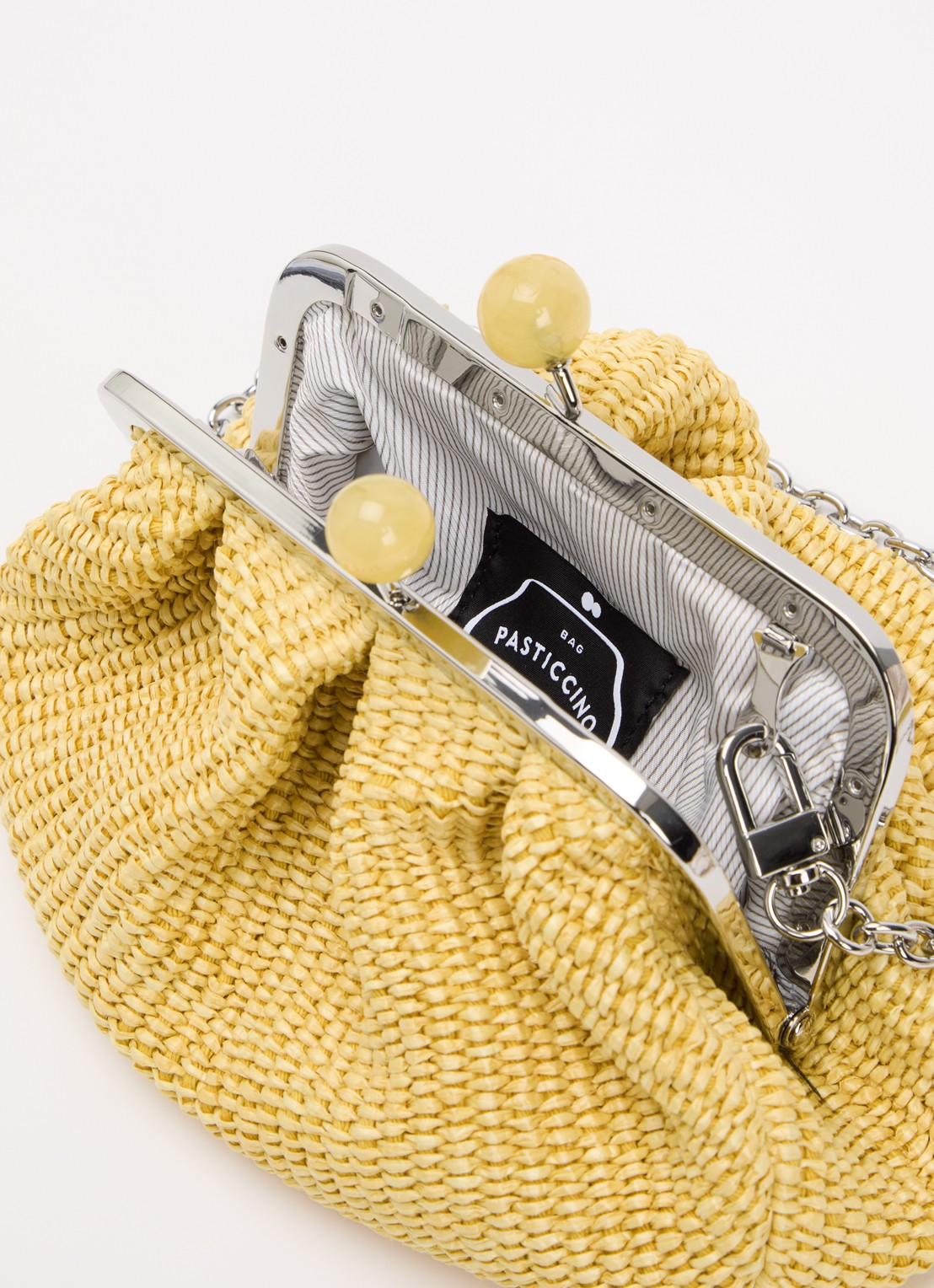 Max Mara Pasticcino Small clutch met gevlochten detail en afneembare schouderriem - detail 3 lichtgeel