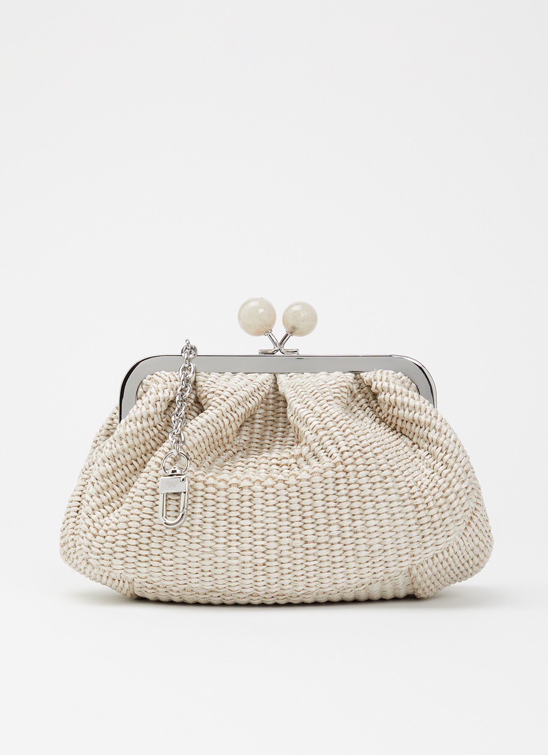 Max Mara Pasticcino Small clutch met gevlochten detail en afneembare schouderriem - voorkant 2 creme