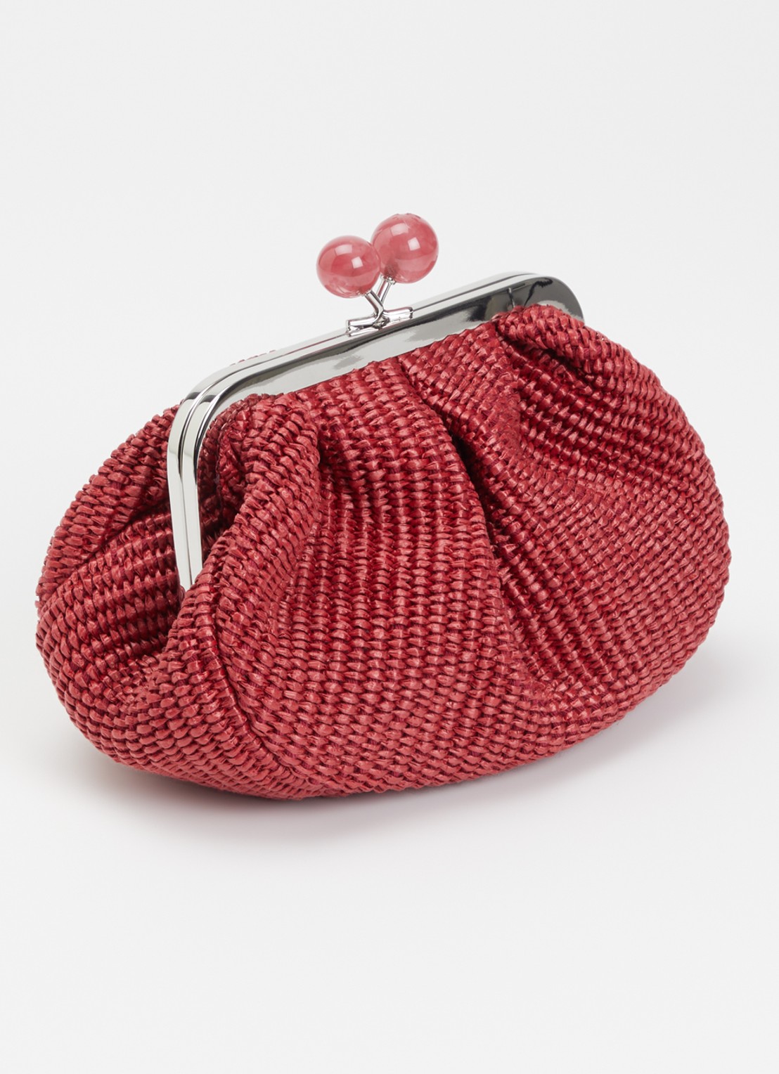Max Mara Pasticcino Small clutch met gevlochten detail en afneembare schouderriem - achterkant cranberryrood