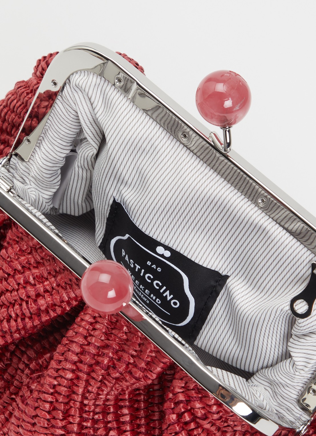 Max Mara Pasticcino Small clutch met gevlochten detail en afneembare schouderriem - detail 2 cranberryrood