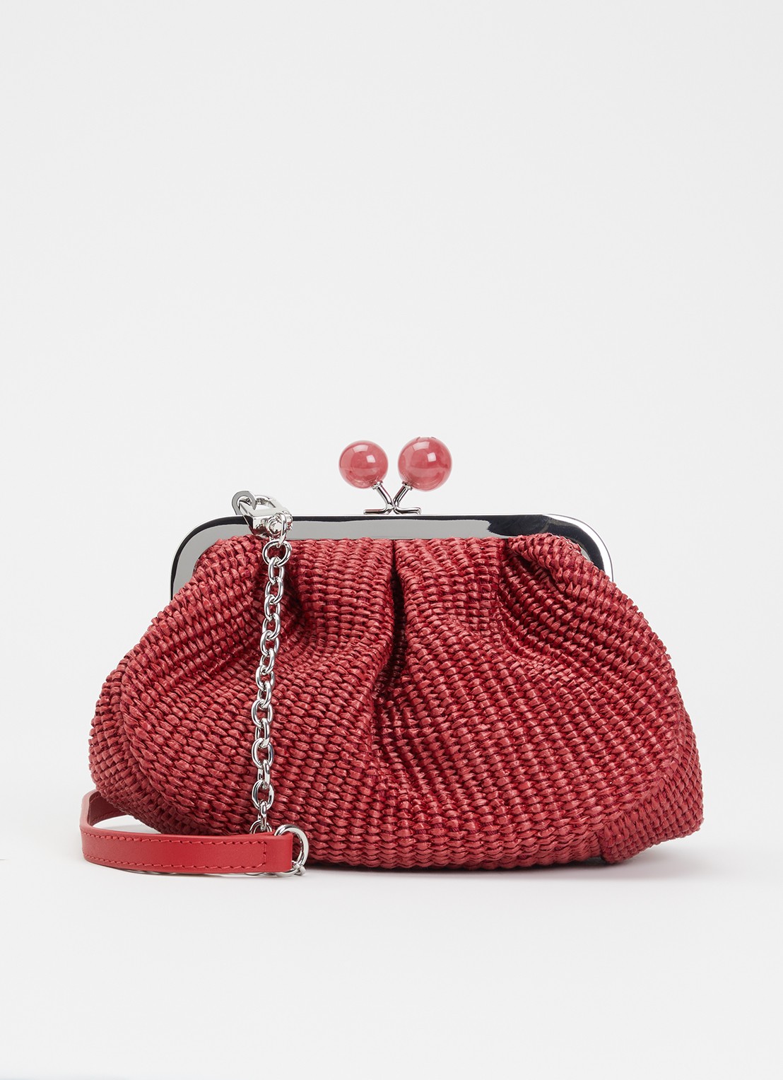 Max Mara Pasticcino Small clutch met gevlochten detail en afneembare schouderriem - voorkant 5 cranberryrood