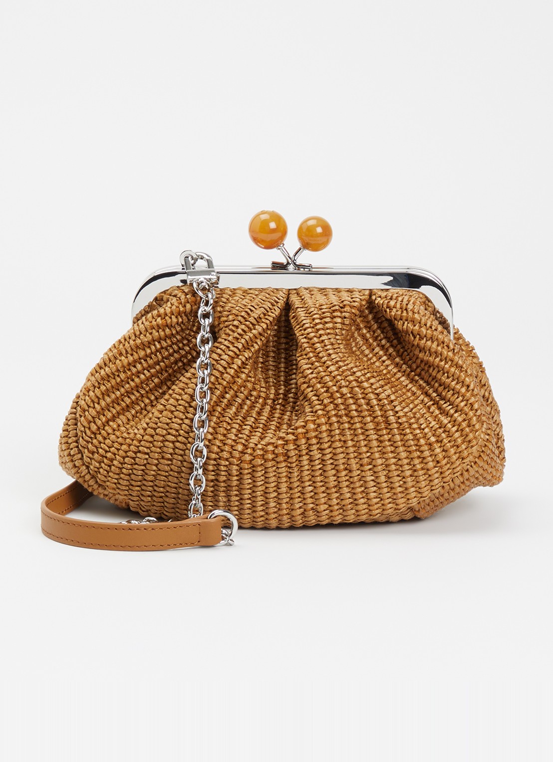 Max Mara Pasticcino Small clutch met gevlochten detail en afneembare schouderriem - voorkant orange